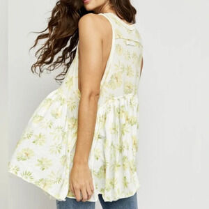Free People Madison Tank Print Light Combo Drapy Babydoll‎ Boho -Size Small